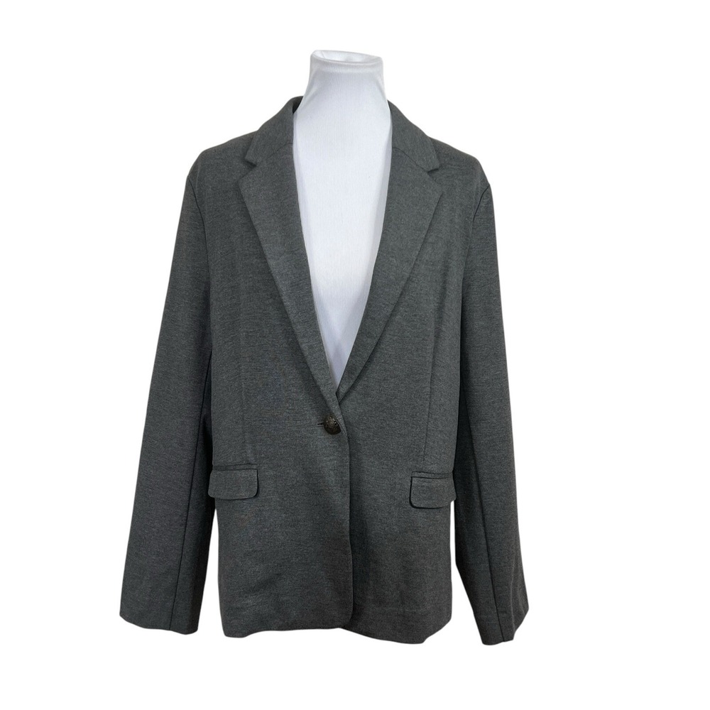 Maurices Women's Size XL Knit Blazer Plaid Brown Button Pockets Stretch‎ Office